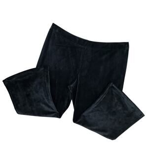 Any Body Women's Velour Wide Leg Pants Sz XL Elastic Waist Polyester Black
